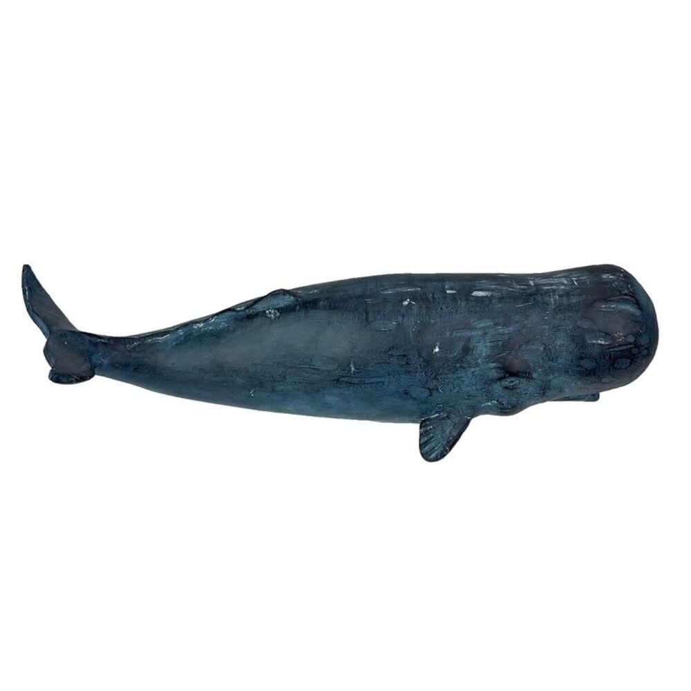 Sperm Whale Statue 15in Hand-Painted Resin Ocean Marine Decor Coastal Sculpture - Picture 2 of 9